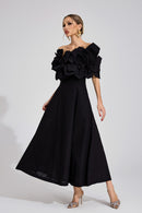 Seldraven Black Floral Maxi Dress