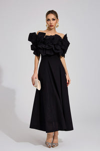 Seldraven Black Floral Maxi Dress