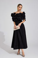 Seldraven Black Floral Maxi Dress