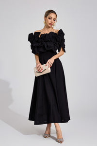 Seldraven Black Floral Maxi Dress