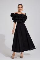 Seldraven Black Floral Maxi Dress