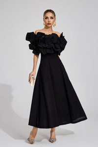 Seldraven Black Floral Maxi Dress