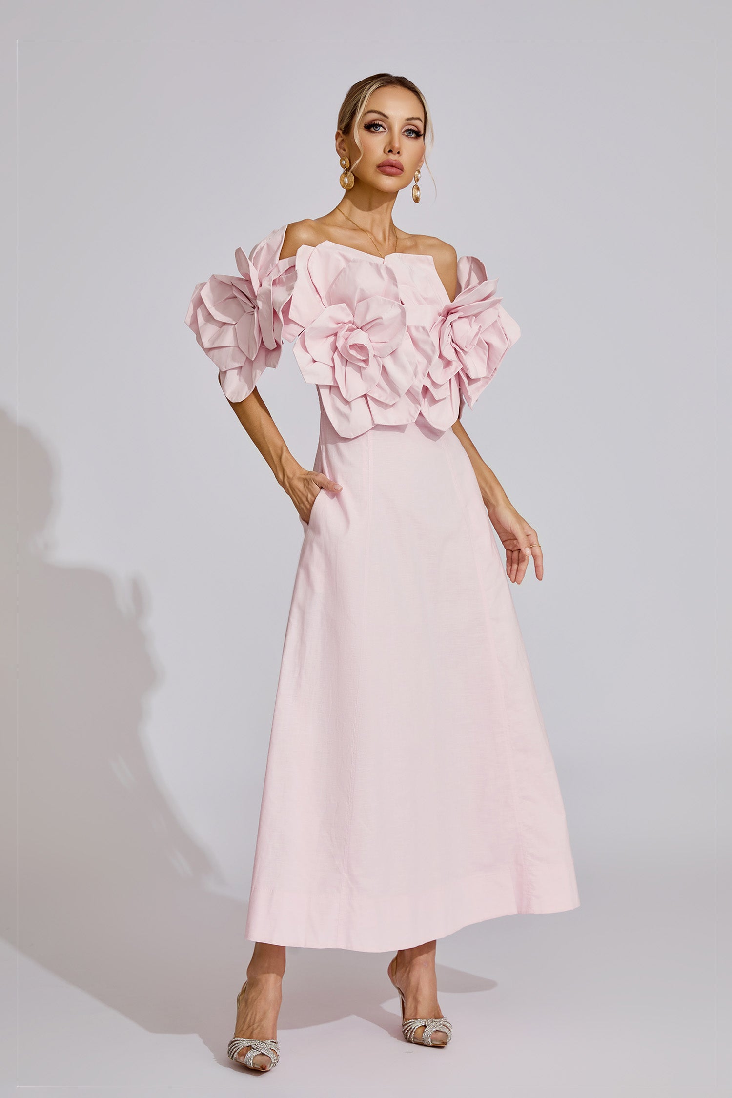 Seldraven Pink Floral Maxi Dress