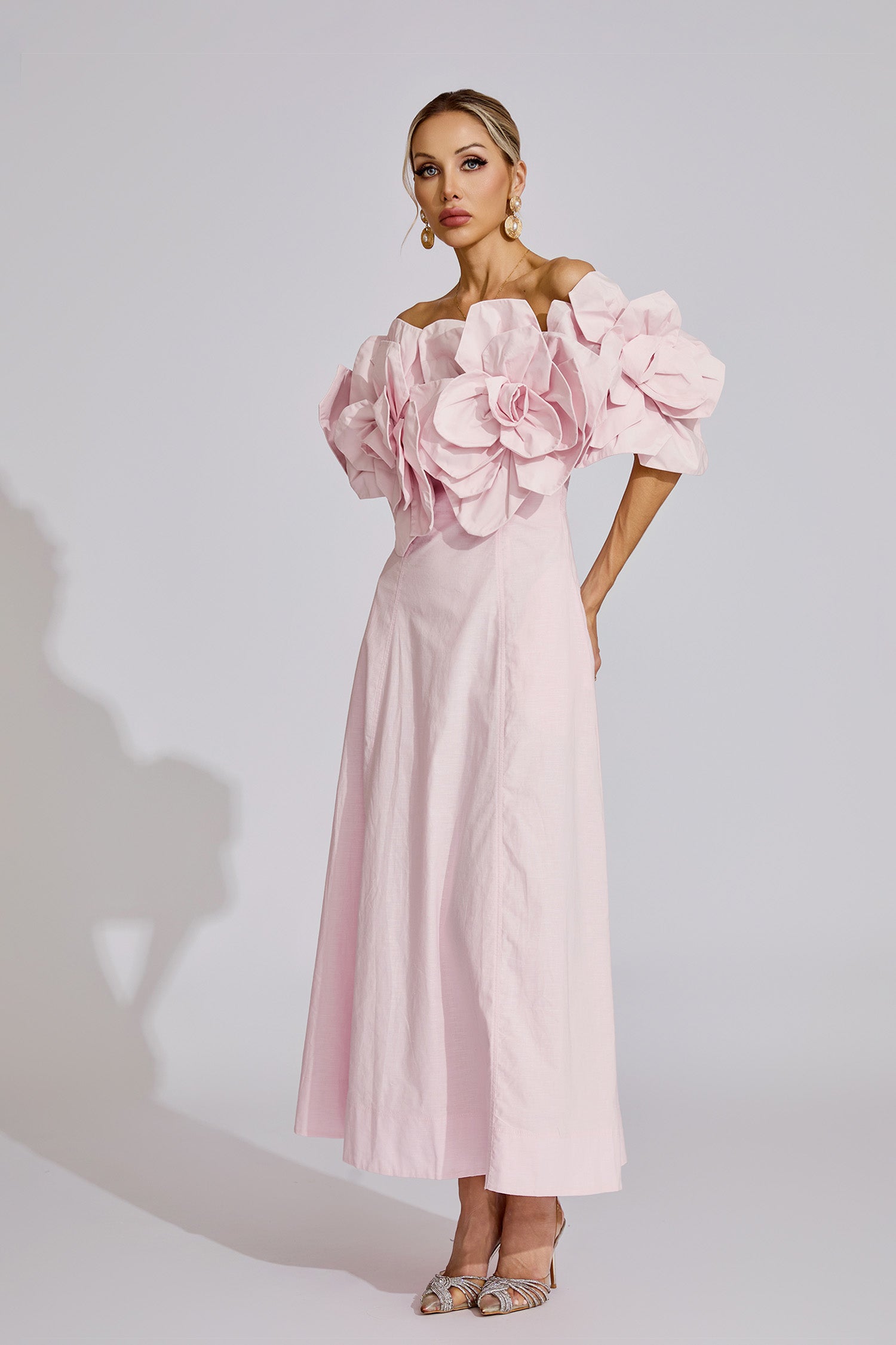 Seldraven Pink Floral Maxi Dress