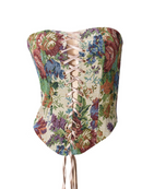 Qaeltric Strapless Lace Up Floral Top