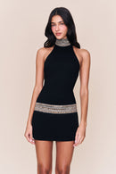 Ordell Black Halterneck Rhinestone Mini Dress