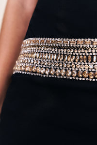 Ordell Black Halterneck Rhinestone Mini Dress