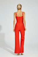 Dorvex Rhinestone Strap Jumpsuit In Red