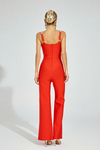 Dorvex Rhinestone Strap Jumpsuit In Red
