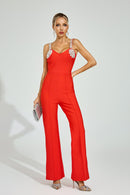 Dorvex Rhinestone Strap Jumpsuit In Red