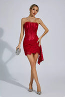 Kellie Strapless Lace Appliques Mini Dress In Red