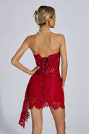 Kellie Strapless Lace Appliques Mini Dress In Red