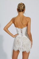 Kellie Strapless Lace Appliques Mini Dress In White