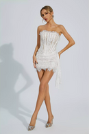 Kellie Strapless Lace Appliques Mini Dress In White