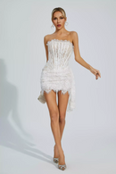Kellie Strapless Lace Appliques Mini Dress In White