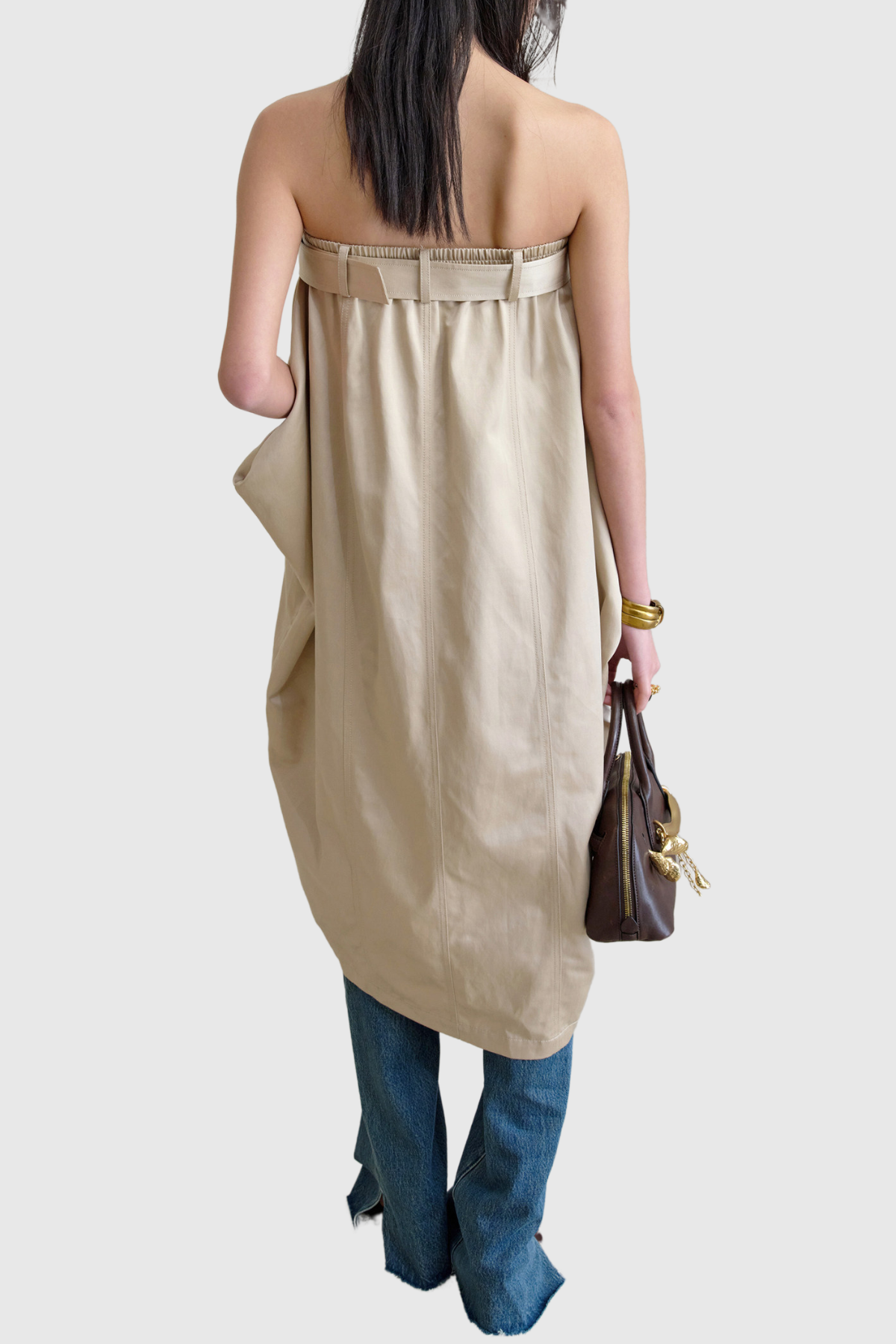 Caldren Strapless Belted Trench Mini Dress