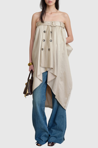 Caldren Strapless Belted Trench Mini Dress