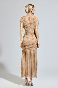 Ilyndor Apricot Bodycon Maxi Dress