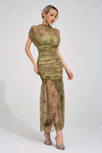 Ilyndor Green Bodycon Maxi Dress