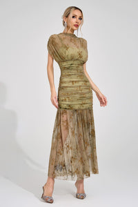 Ilyndor Green Bodycon Maxi Dress