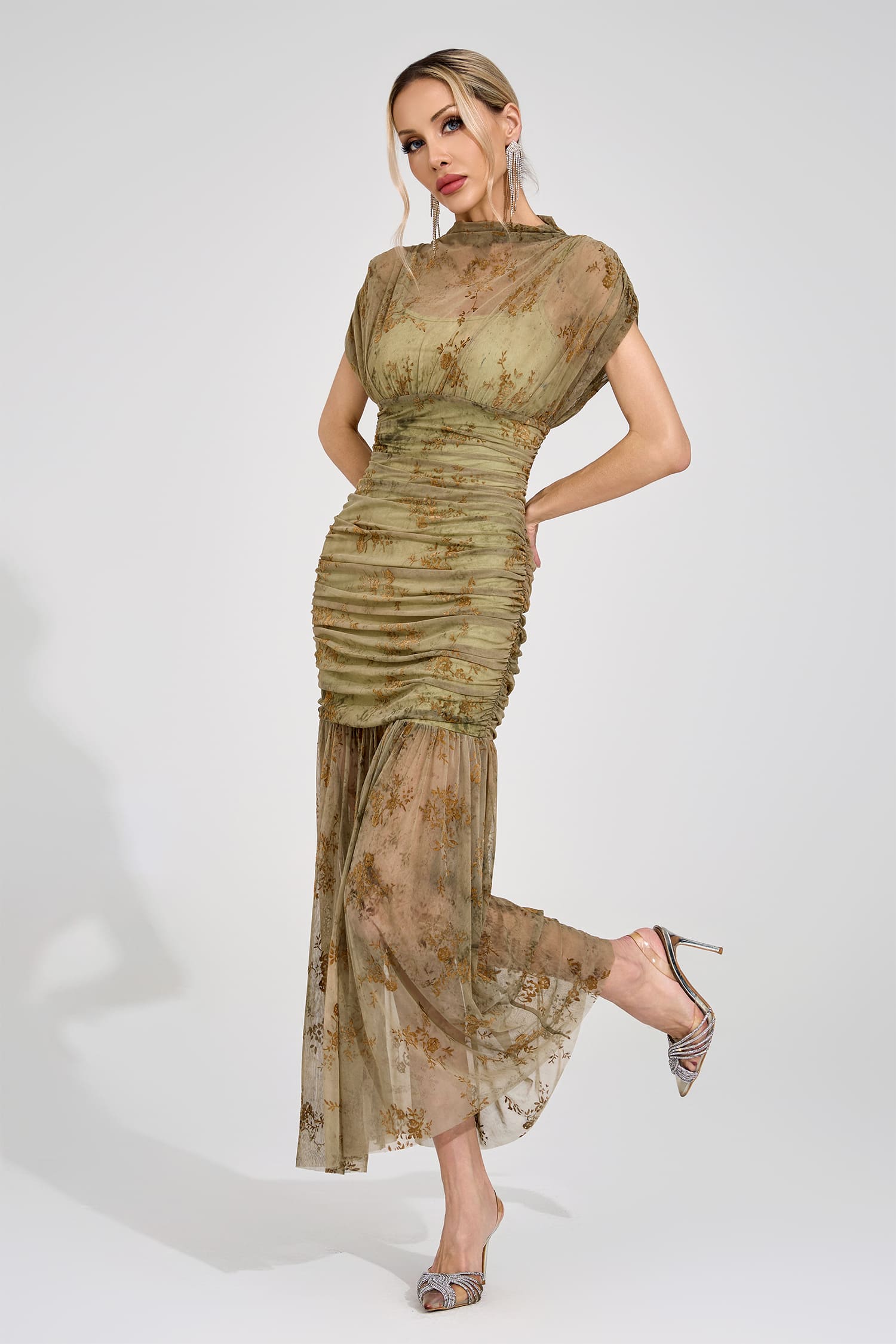 Ilyndor Green Bodycon Maxi Dress