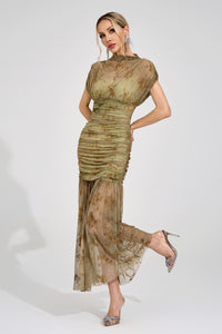 Ilyndor Green Bodycon Maxi Dress