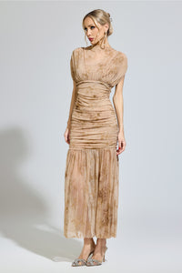 Ilyndor Apricot Bodycon Maxi Dress