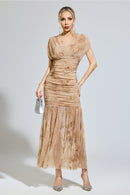 Ilyndor Apricot Bodycon Maxi Dress