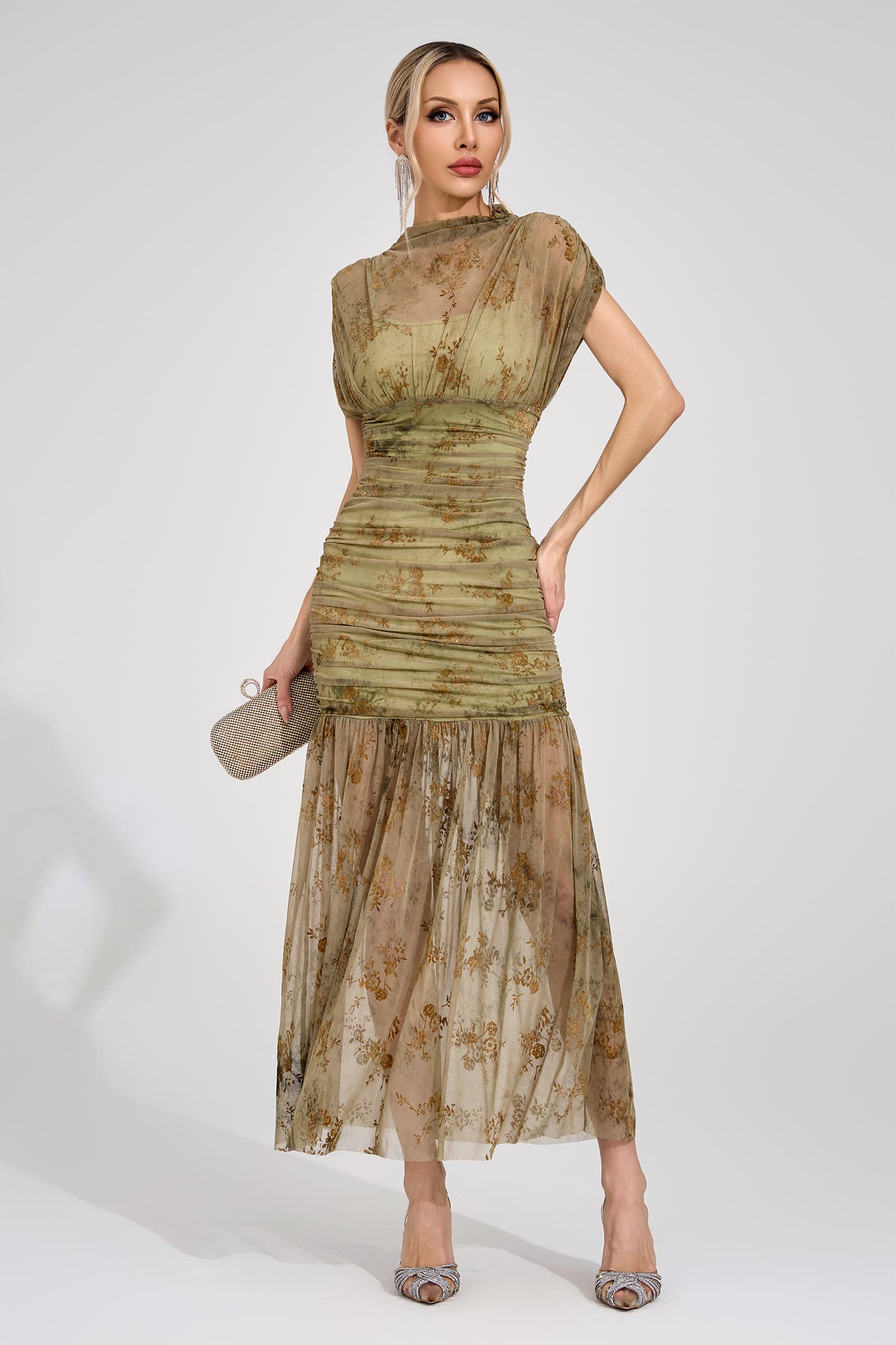 Ilyndor Green Bodycon Maxi Dress