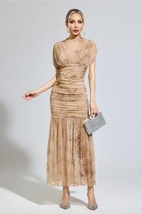 Ilyndor Apricot Bodycon Maxi Dress