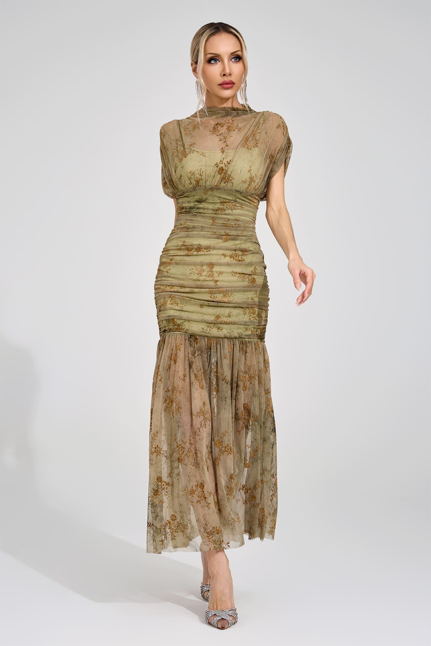 Ilyndor Green Bodycon Maxi Dress