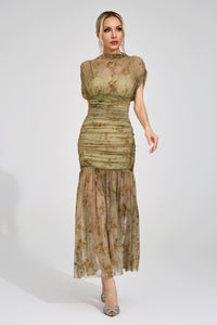 Ilyndor Green Bodycon Maxi Dress