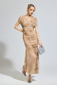 Ilyndor Apricot Bodycon Maxi Dress