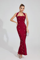 Rebekka Halter Maxi Dress In Red
