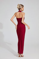 Rebekka Halter Maxi Dress In Red