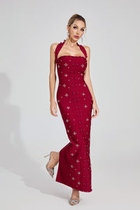 Rebekka Halter Maxi Dress In Red