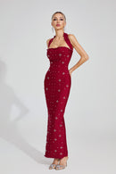 Rebekka Halter Maxi Dress In Red