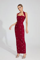 Rebekka Halter Maxi Dress In Red