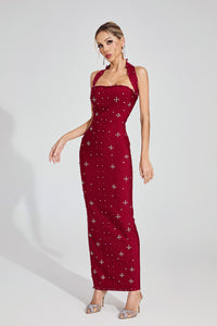 Rebekka Halter Maxi Dress In Red