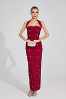 Rebekka Halter Maxi Dress In Red