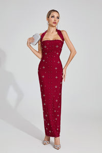 Rebekka Halter Maxi Dress In Red