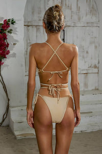 Alaqua Diamond Halter Strap Bikini In Apricot