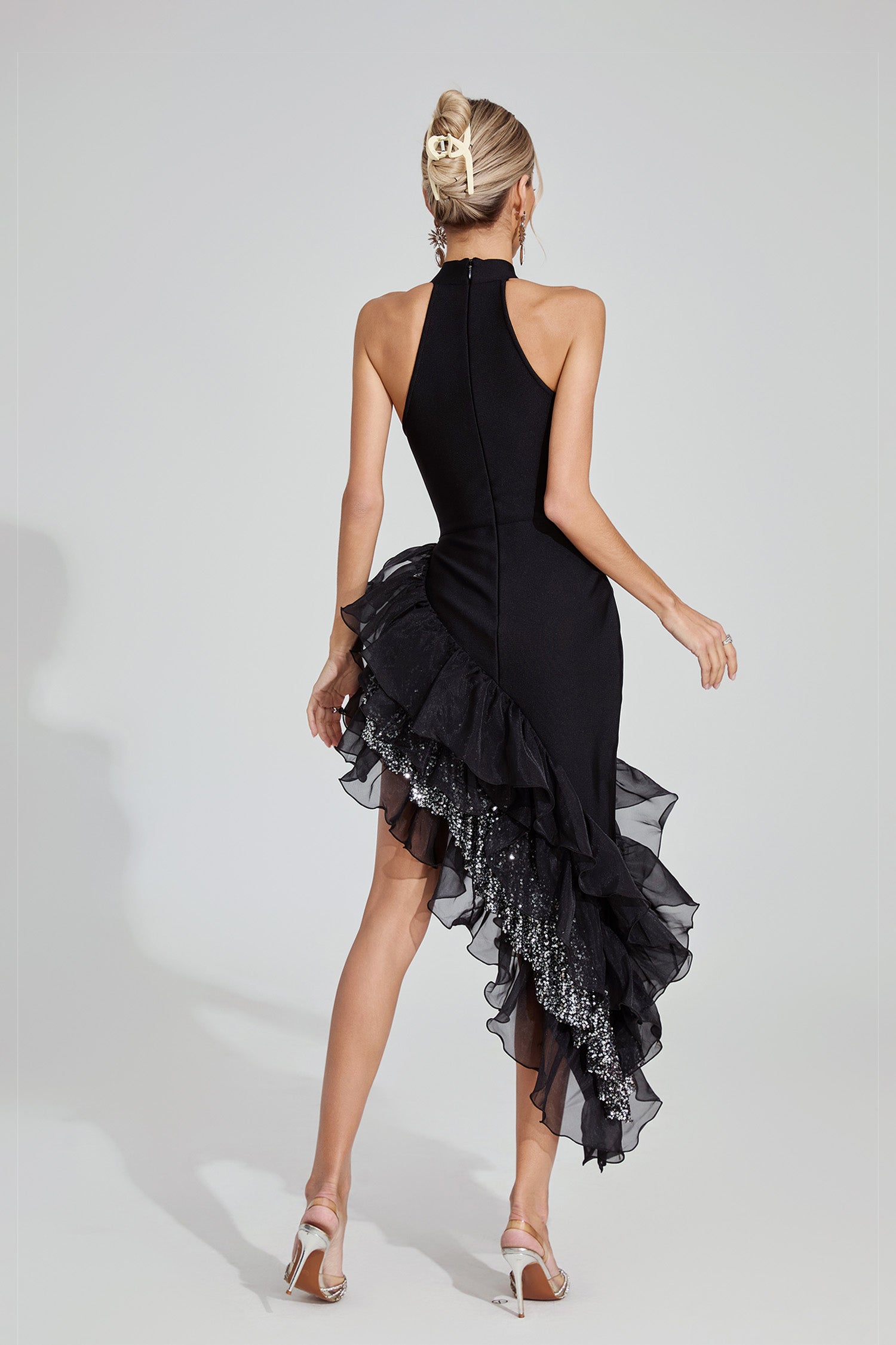 Vethara Ruffle Maxi Dress In Black