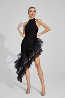 Vethara Ruffle Maxi Dress In Black