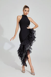Vethara Ruffle Maxi Dress In Black