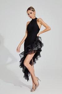 Vethara Ruffle Maxi Dress In Black