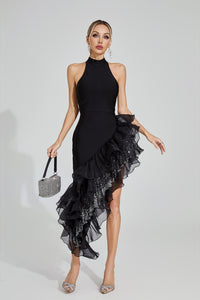 Vethara Ruffle Maxi Dress In Black