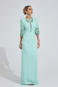 Pyrelith Mint Green Beaded Maxi Dress