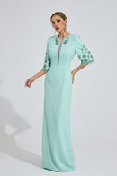 Pyrelith Mint Green Beaded Maxi Dress