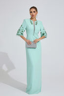 Pyrelith Mint Green Beaded Maxi Dress
